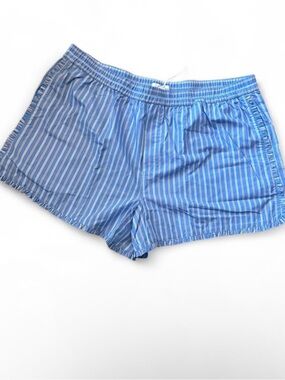 Free Assembly Blue Striped Ruffle Shorts 1X NWT
